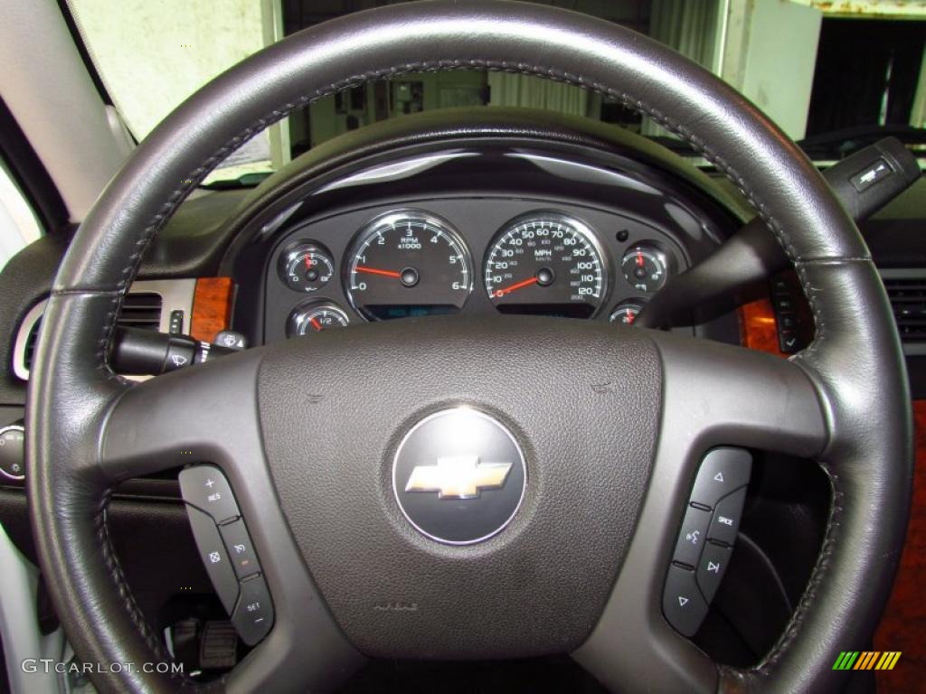 2008 Chevrolet Silverado 1500 LTZ Extended Cab Ebony Steering Wheel Photo #49656360