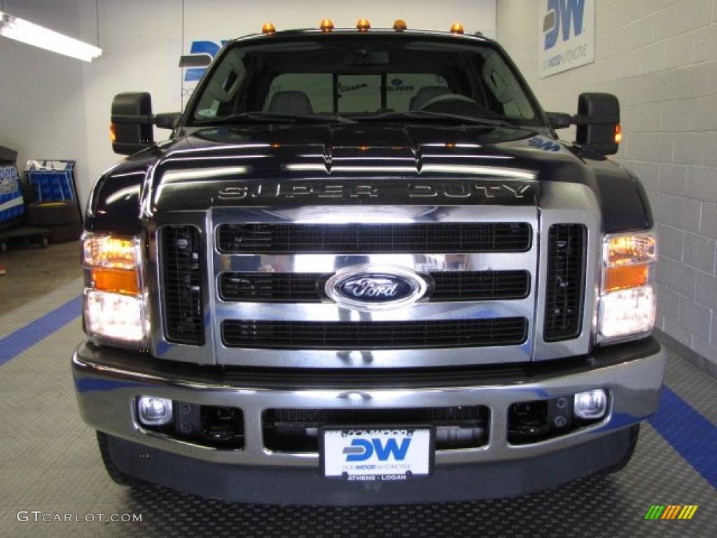 2008 F350 Super Duty Lariat Crew Cab 4x4 - Dark Blue Pearl Metallic / Medium Stone photo #7