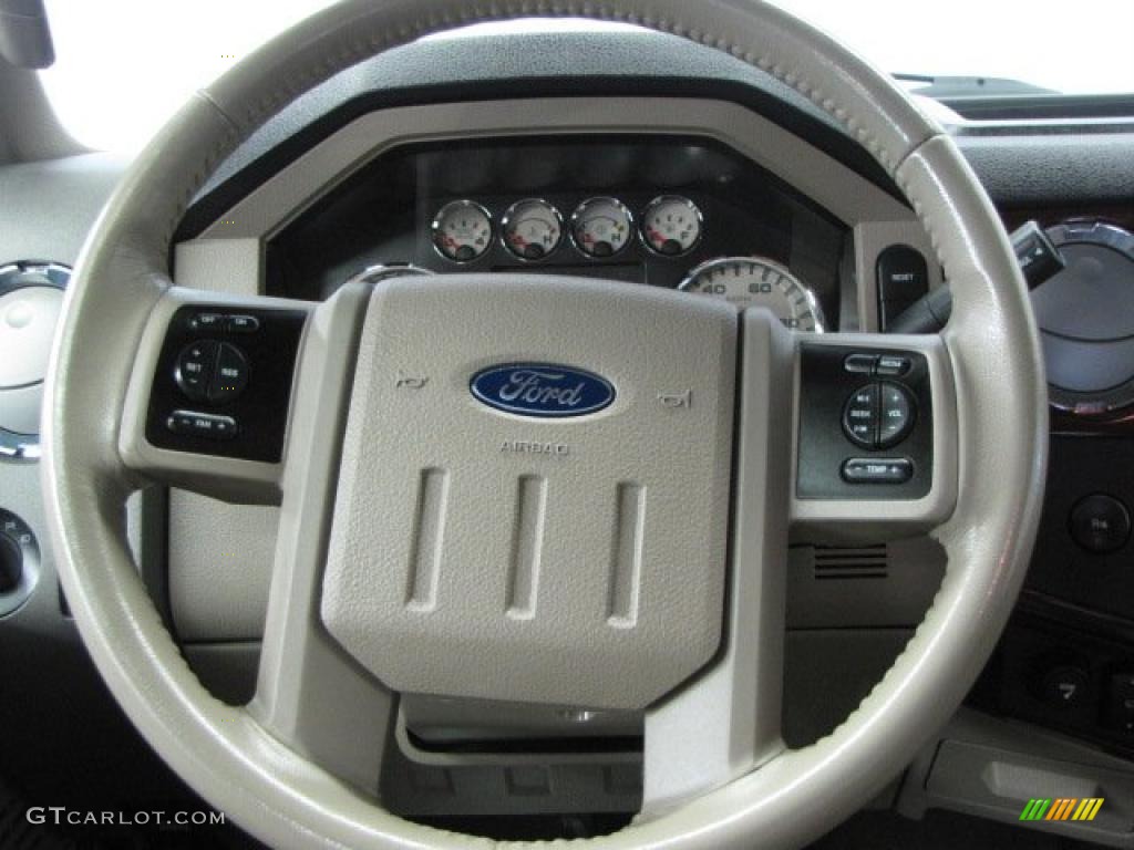 2008 F350 Super Duty Lariat Crew Cab 4x4 - Dark Blue Pearl Metallic / Medium Stone photo #9
