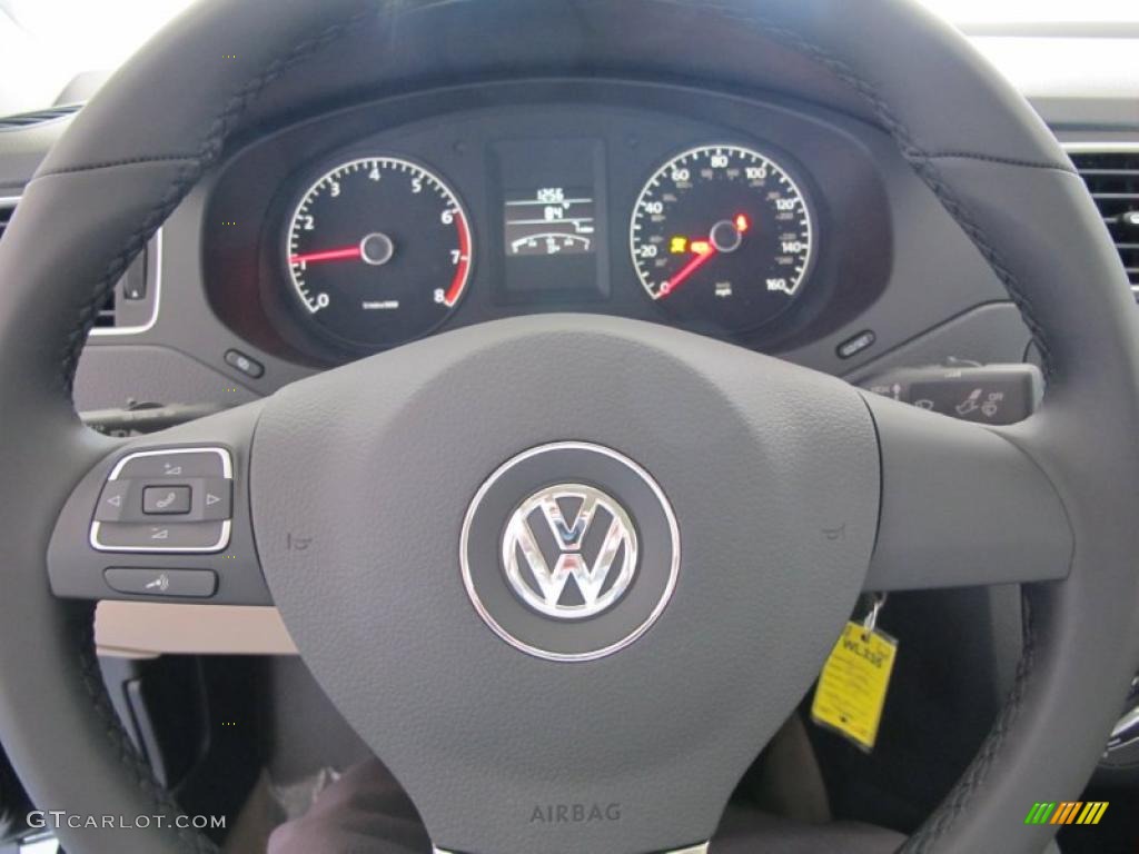 2011 Volkswagen Jetta SE Sedan Cornsilk Beige Steering Wheel Photo #49663234