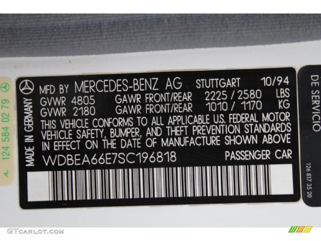 1995 Mercedes-Benz E 320 Convertible Info Tag Photo #49665338
