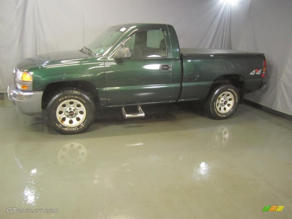 2005 Sierra 1500 Work Truck Regular Cab 4x4 - Polo Green Metallic / Pewter photo #3