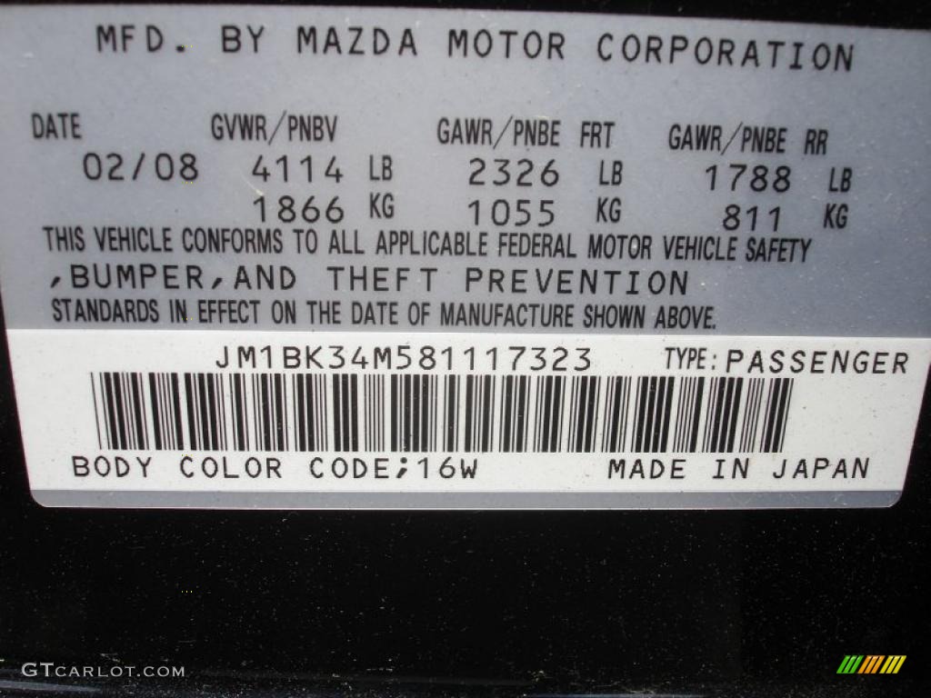 2008 Mazda MAZDA3 MAZDASPEED Sport Color Code Photos