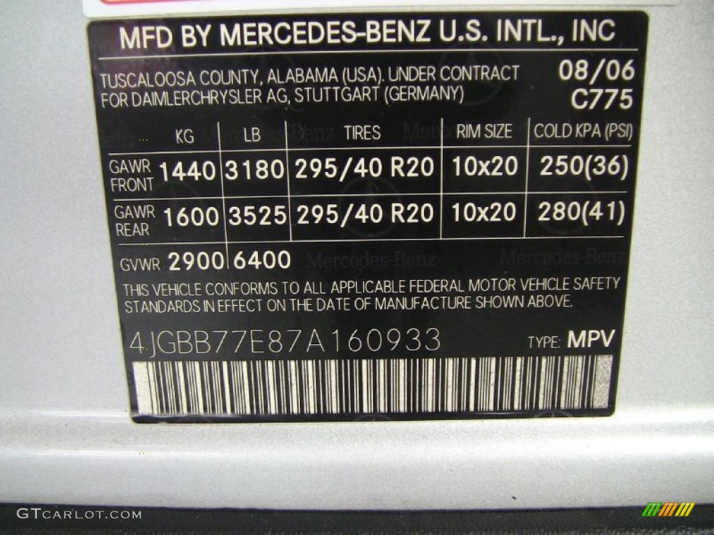2007 ML Color Code 775 for Iridium Silver Metallic Photo #49673457