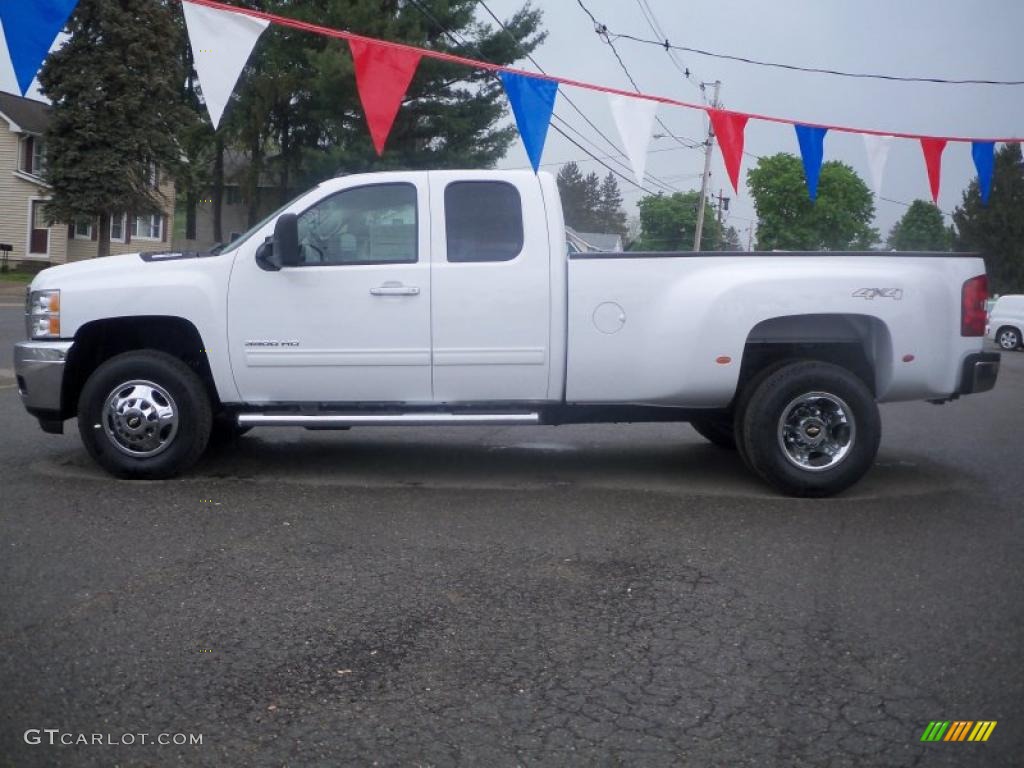 Summit White 2011 Chevrolet Silverado 3500HD LTZ Extended Cab 4x4 Dually Exterior Photo #49678299