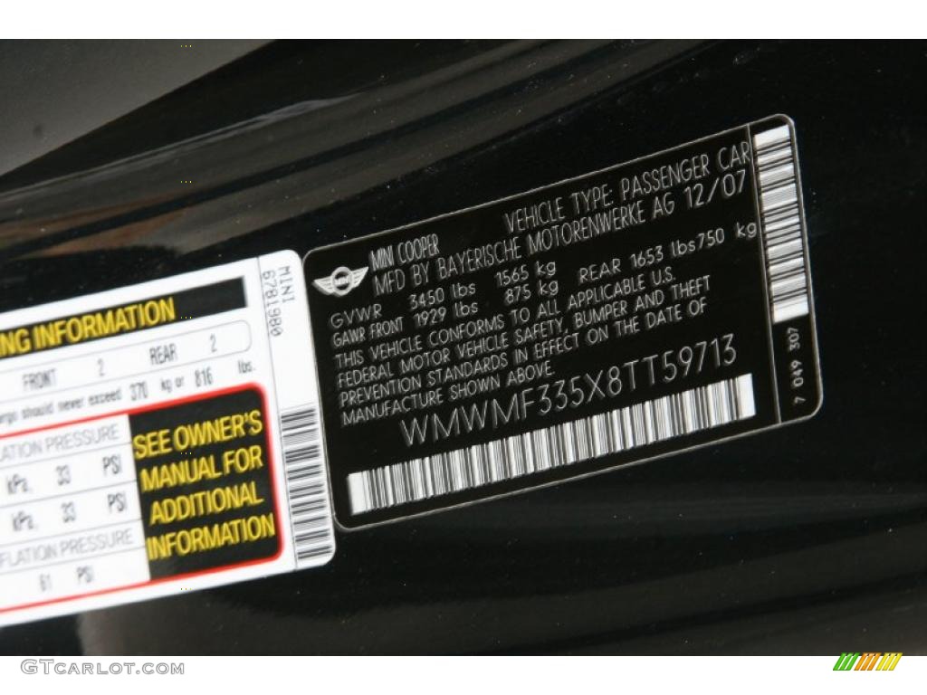 2008 Cooper Hardtop - Astro Black Metallic / Checkered Carbon Black/Black photo #8