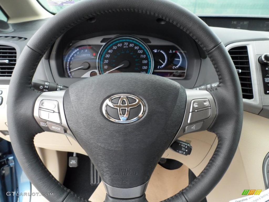 2011 Toyota Venza V6 Ivory Steering Wheel Photo #49689276