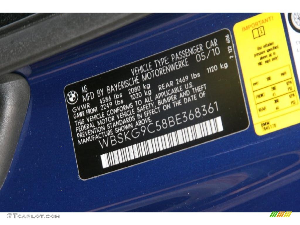 2011 BMW M3 Coupe Info Tag Photo #49690443