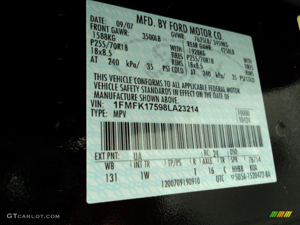 2008 Expedition Color Code UA for Black Photo #49705099