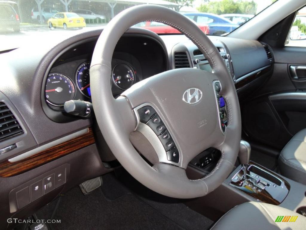 2010 Hyundai Santa Fe Limited Gray Steering Wheel Photo #49706692