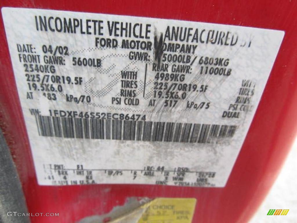 2002 Ford F450 Super Duty Regular Cab Dump Truck Color Code Photos
