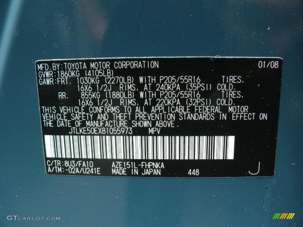 2008 xB Color Code 8U3 for Hypnotic Teal Mica Photo #49710286