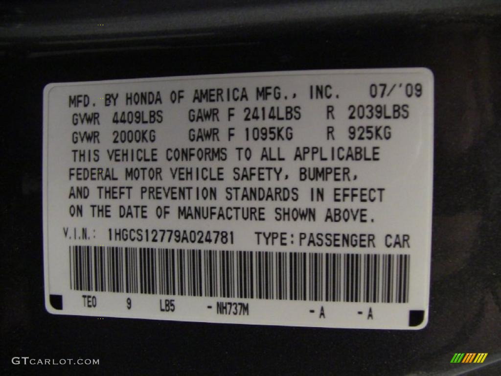 2009 Accord Color Code NH737M for Polished Metal Metallic Photo #49713325