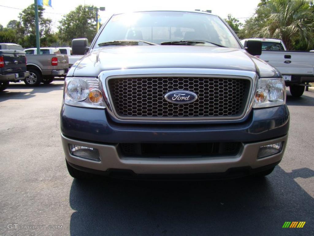 2005 F150 Lariat SuperCrew - Medium Wedgewood Blue Metallic / Tan photo #3