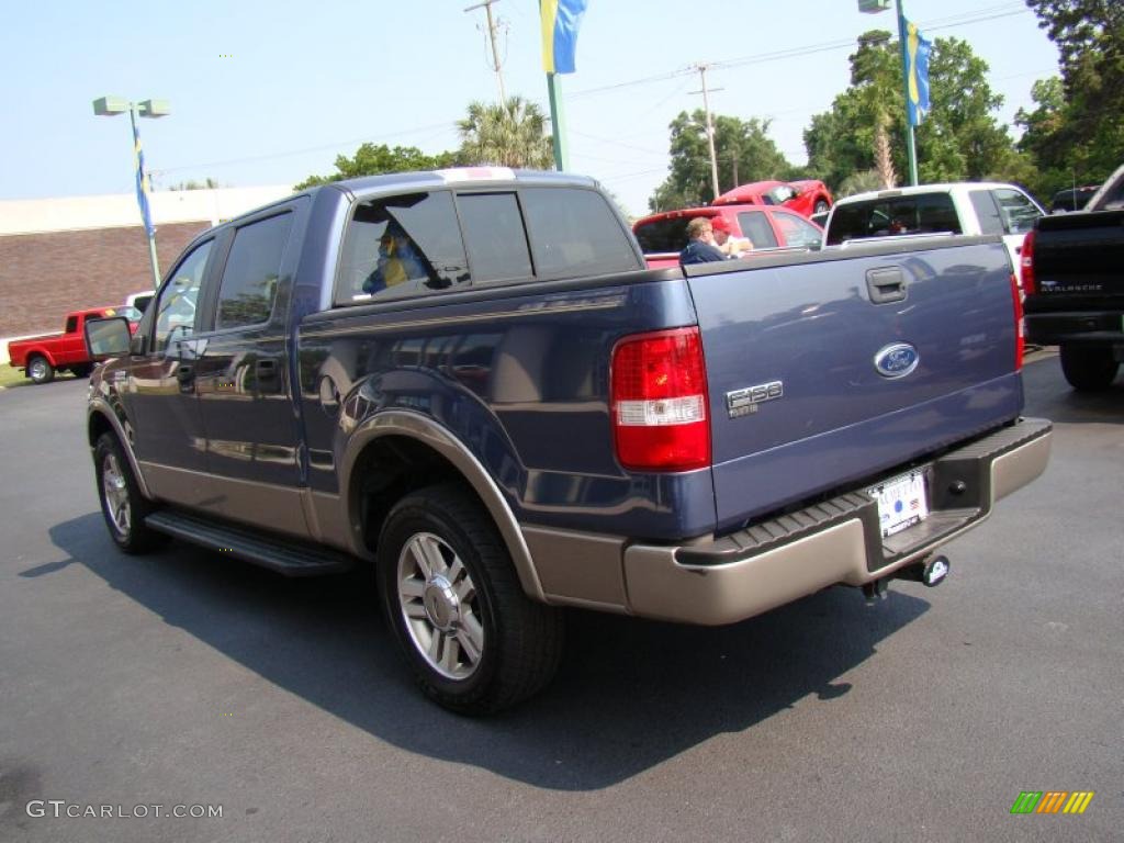 2005 F150 Lariat SuperCrew - Medium Wedgewood Blue Metallic / Tan photo #6