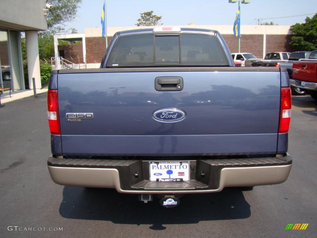 2005 F150 Lariat SuperCrew - Medium Wedgewood Blue Metallic / Tan photo #7