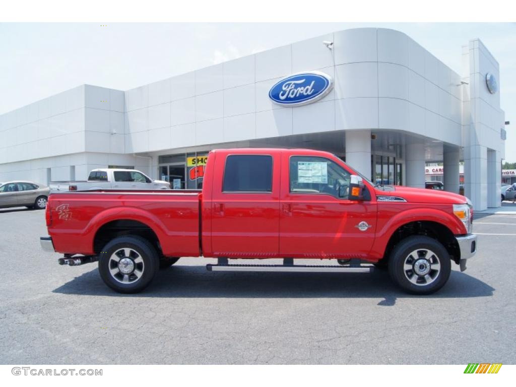 2011 F250 Super Duty Lariat Crew Cab 4x4 - Vermillion Red / Adobe Two Tone Leather photo #2