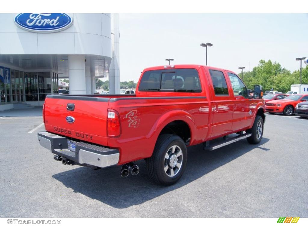 2011 F250 Super Duty Lariat Crew Cab 4x4 - Vermillion Red / Adobe Two Tone Leather photo #3