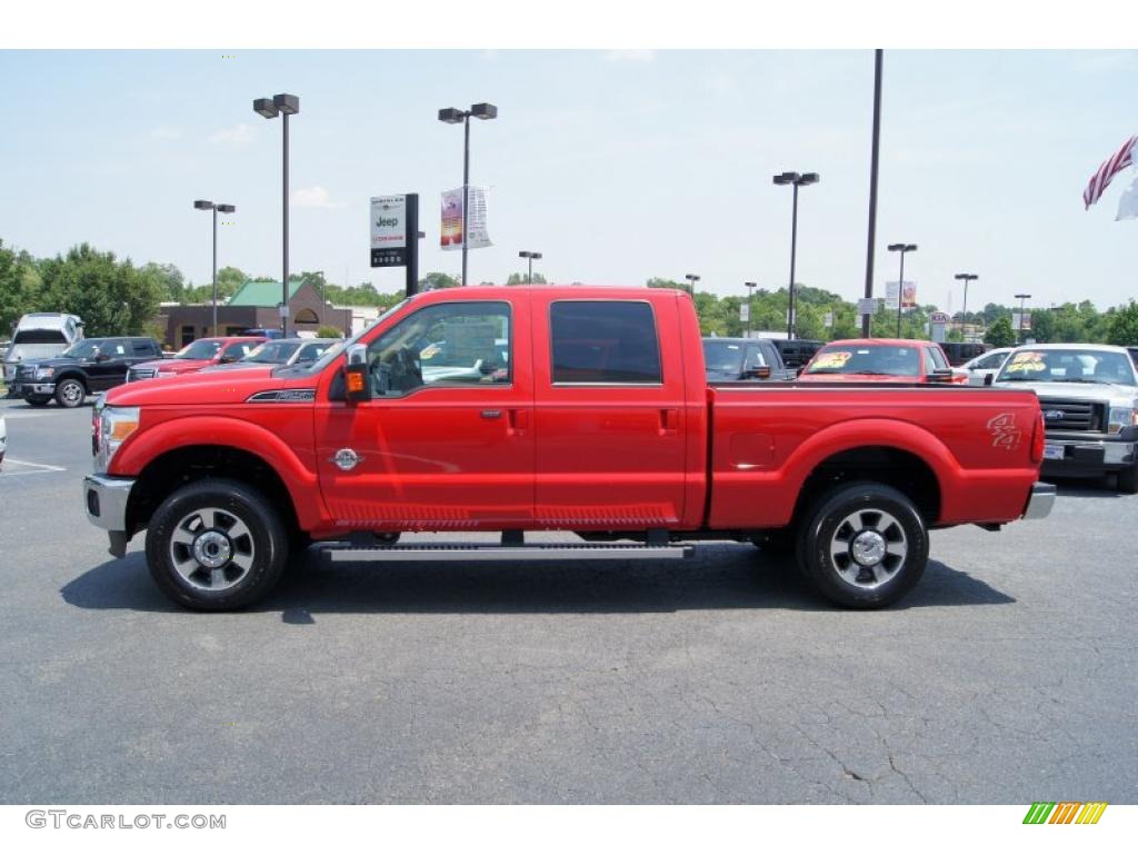2011 F250 Super Duty Lariat Crew Cab 4x4 - Vermillion Red / Adobe Two Tone Leather photo #5