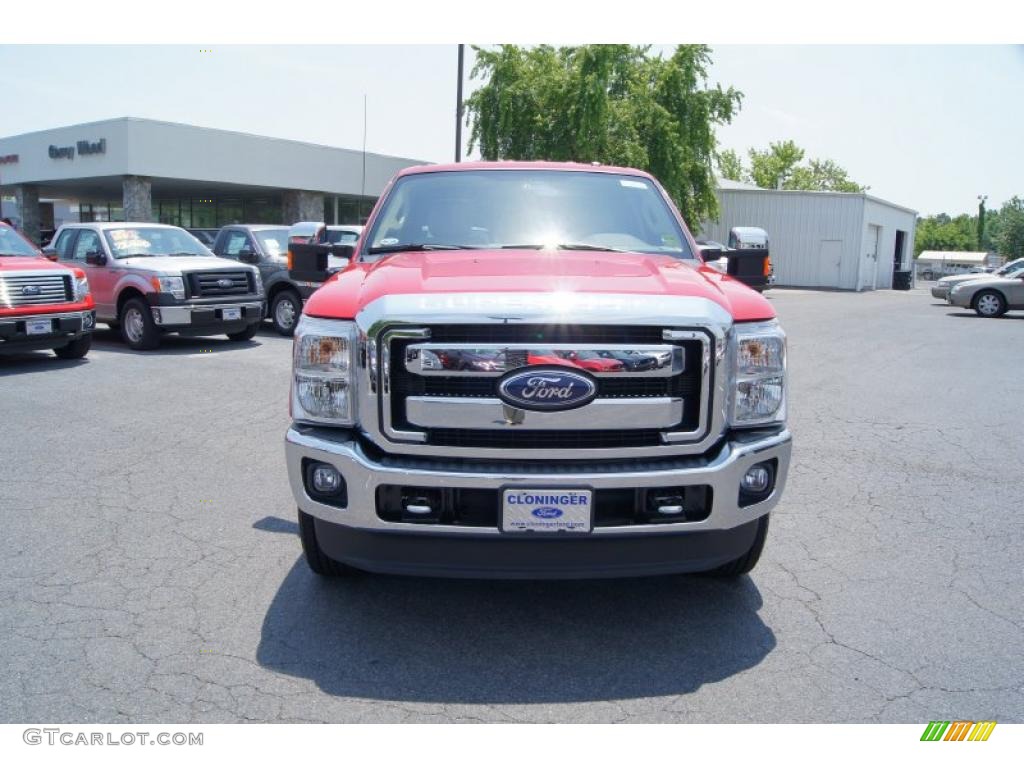 2011 F250 Super Duty Lariat Crew Cab 4x4 - Vermillion Red / Adobe Two Tone Leather photo #7