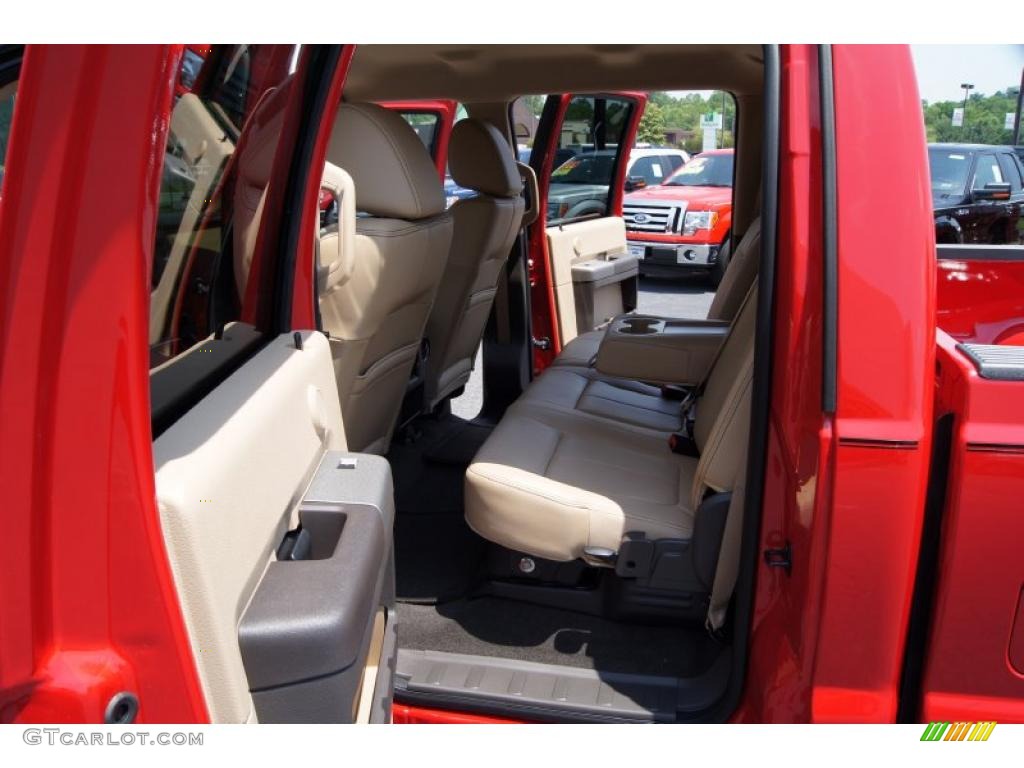 2011 F250 Super Duty Lariat Crew Cab 4x4 - Vermillion Red / Adobe Two Tone Leather photo #10