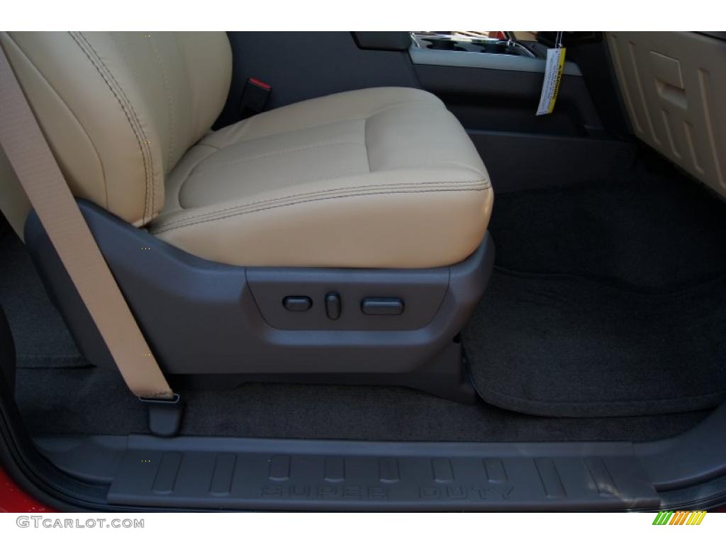 2011 F250 Super Duty Lariat Crew Cab 4x4 - Vermillion Red / Adobe Two Tone Leather photo #12