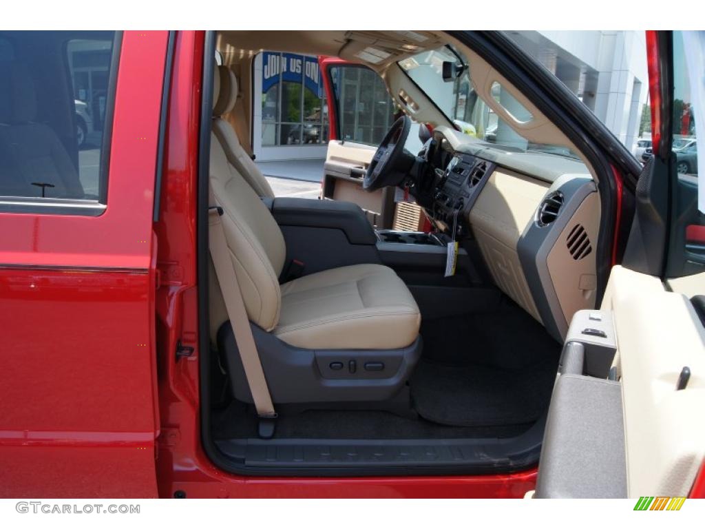 2011 F250 Super Duty Lariat Crew Cab 4x4 - Vermillion Red / Adobe Two Tone Leather photo #13