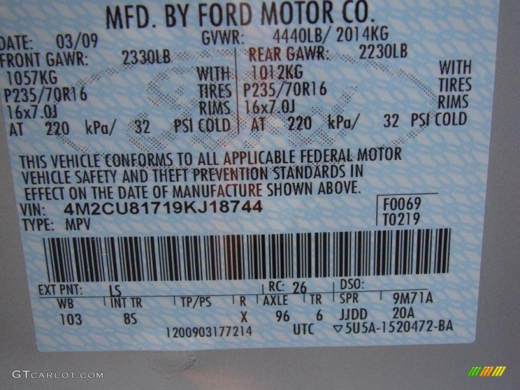 2009 Mariner Color Code LS for Light Ice Blue Metallic Photo #49715599