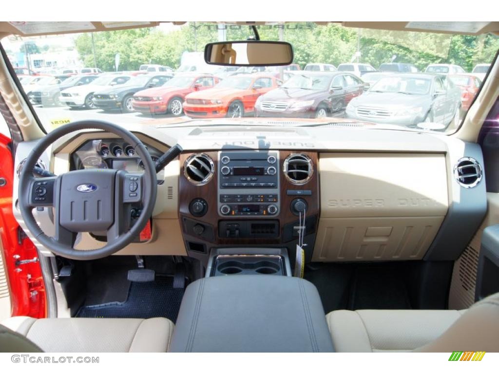 2011 F250 Super Duty Lariat Crew Cab 4x4 - Vermillion Red / Adobe Two Tone Leather photo #23