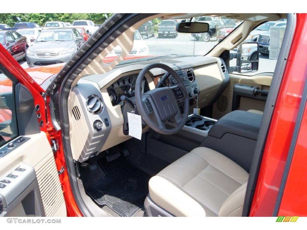 2011 F250 Super Duty Lariat Crew Cab 4x4 - Vermillion Red / Adobe Two Tone Leather photo #27