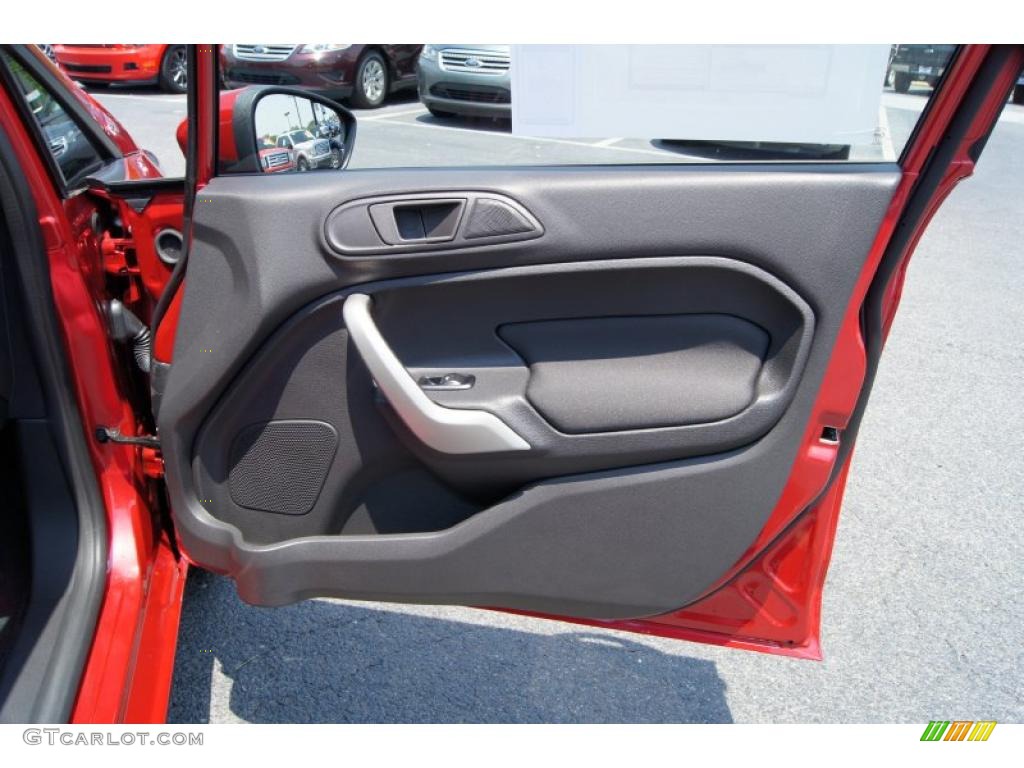 2011 Ford Fiesta SE Hatchback Charcoal Black/Blue Cloth Door Panel Photo #49716175