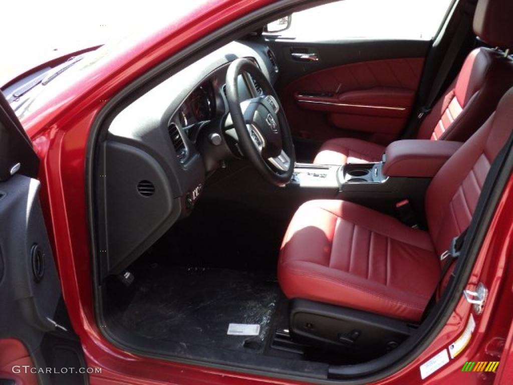 Black/Radar Red Interior 2011 Dodge Charger R/T Plus AWD Photo #49736752