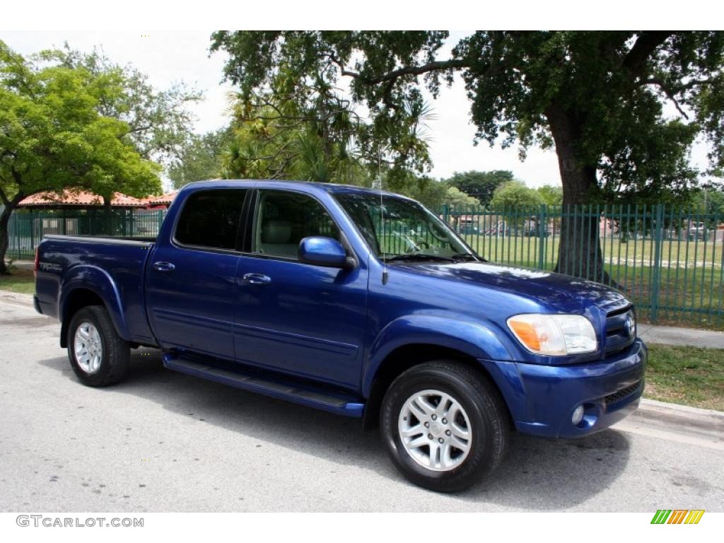2005 Tundra Limited Double Cab 4x4 - Spectra Blue Mica / Taupe photo #10