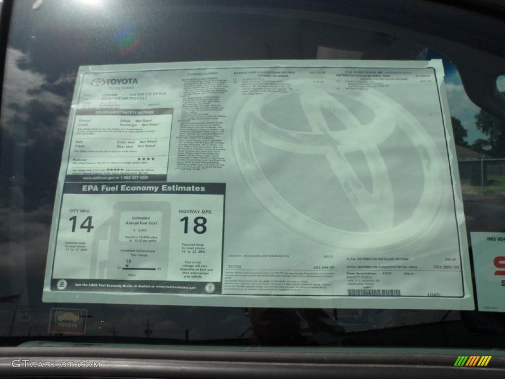 2011 Toyota Sequoia Limited Window Sticker Photos