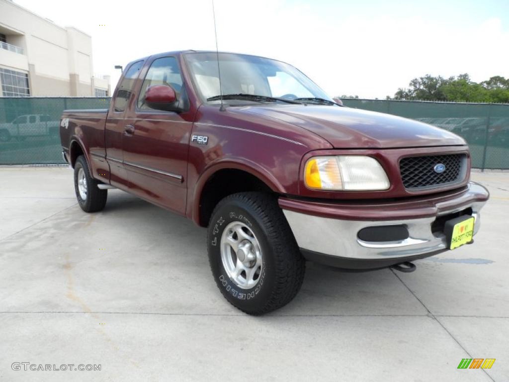 1997 F150 XLT Extended Cab 4x4 - Dark Toreador Red Metallic / Medium Prairie Tan photo #1