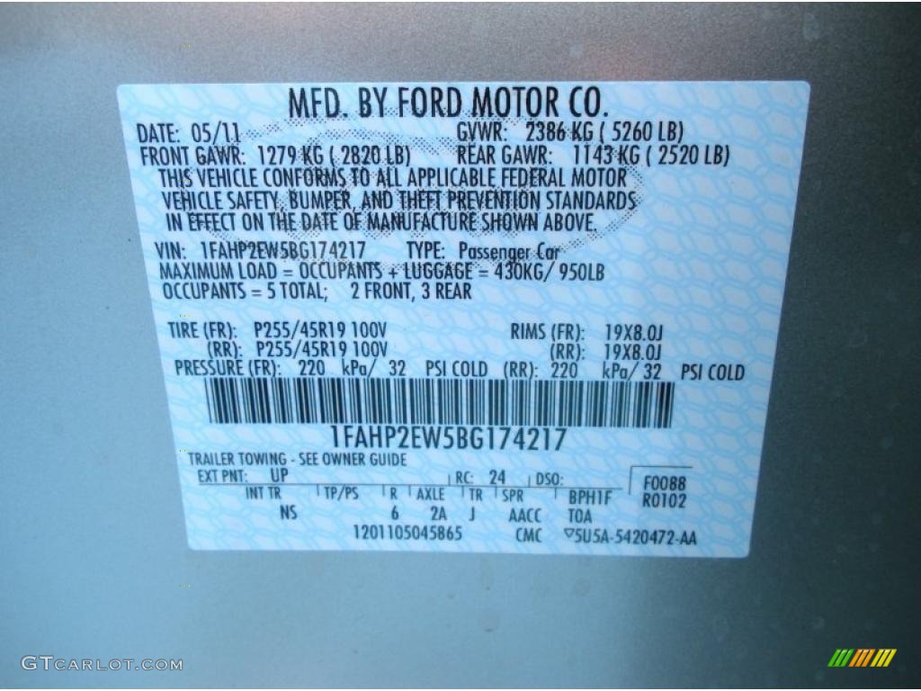 2011 Taurus Color Code UP for Gold Leaf Photo #49756030