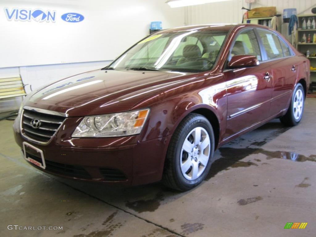 2009 Sonata GLS V6 - Dark Cherry Red / Camel photo #1