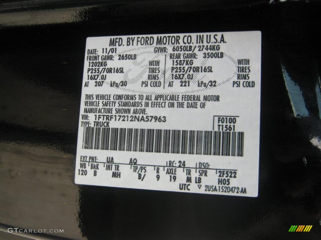 2002 F150 Color Code UA for Black Photo #49758616
