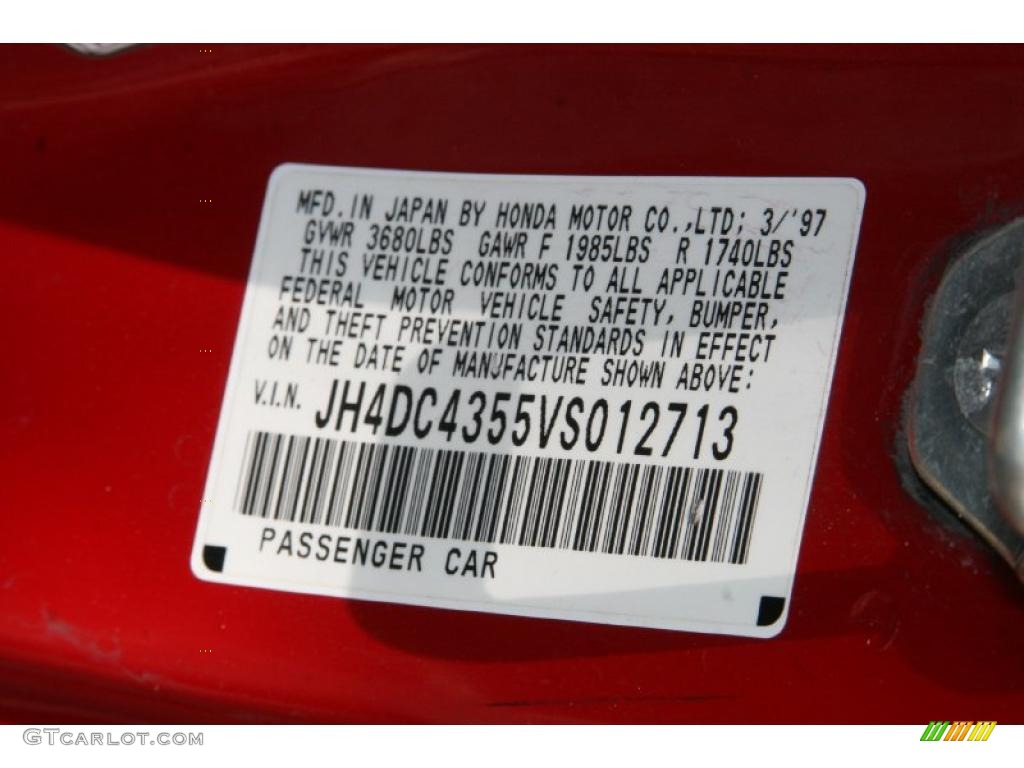 1997 Acura Integra LS Coupe Info Tag Photo #49762291