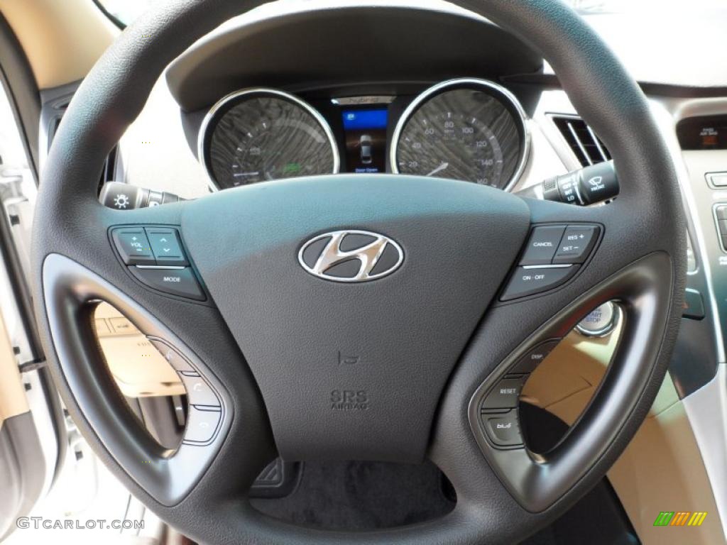 2011 Hyundai Sonata Hybrid Camel Steering Wheel Photo #49764100