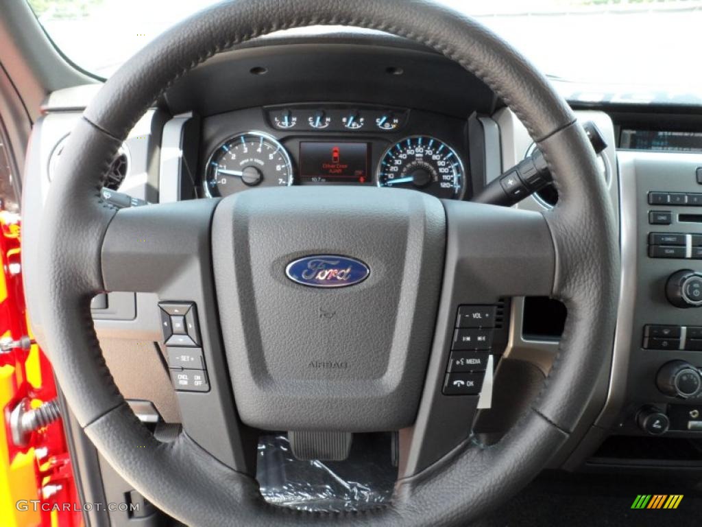 2011 Ford F150 XLT SuperCrew Steel Gray Steering Wheel Photo #49766500