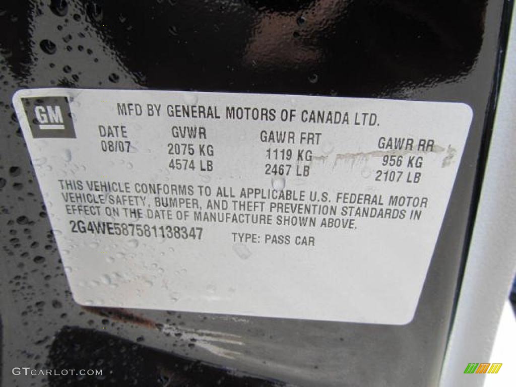 2008 Buick LaCrosse CXS Info Tag Photos