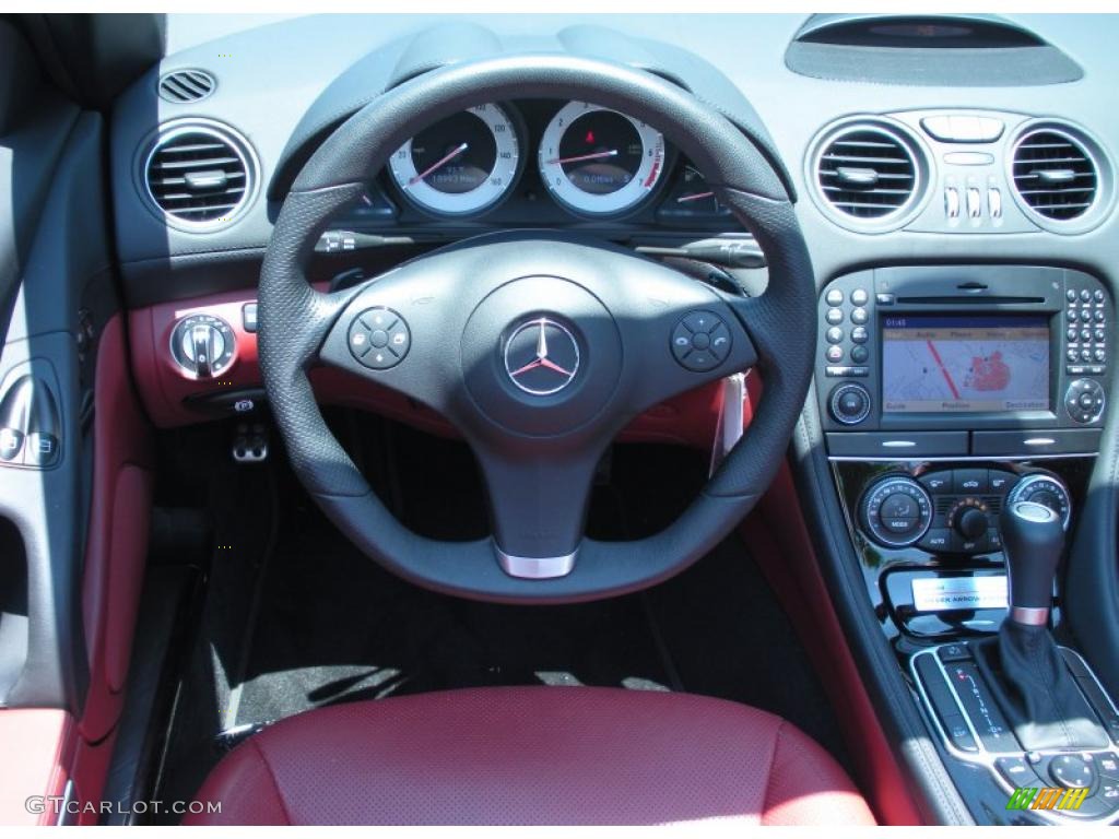 2009 Mercedes-Benz SL 550 Silver Arrow Edition Roadster Red Steering Wheel Photo #49772770