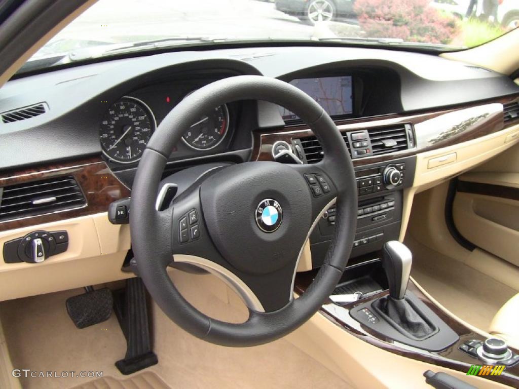 2011 BMW 3 Series 335i xDrive Sedan Beige Steering Wheel Photo #49774045