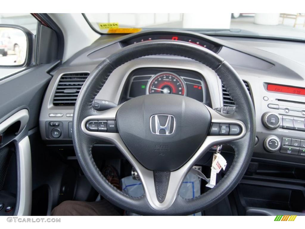 2008 Honda Civic Si Coupe Black Steering Wheel Photo #49784171