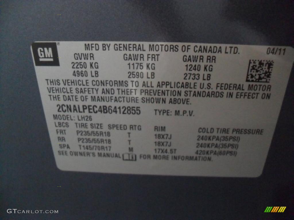 2011 Equinox LT - Twilight Blue Metallic / Light Titanium/Jet Black photo #8
