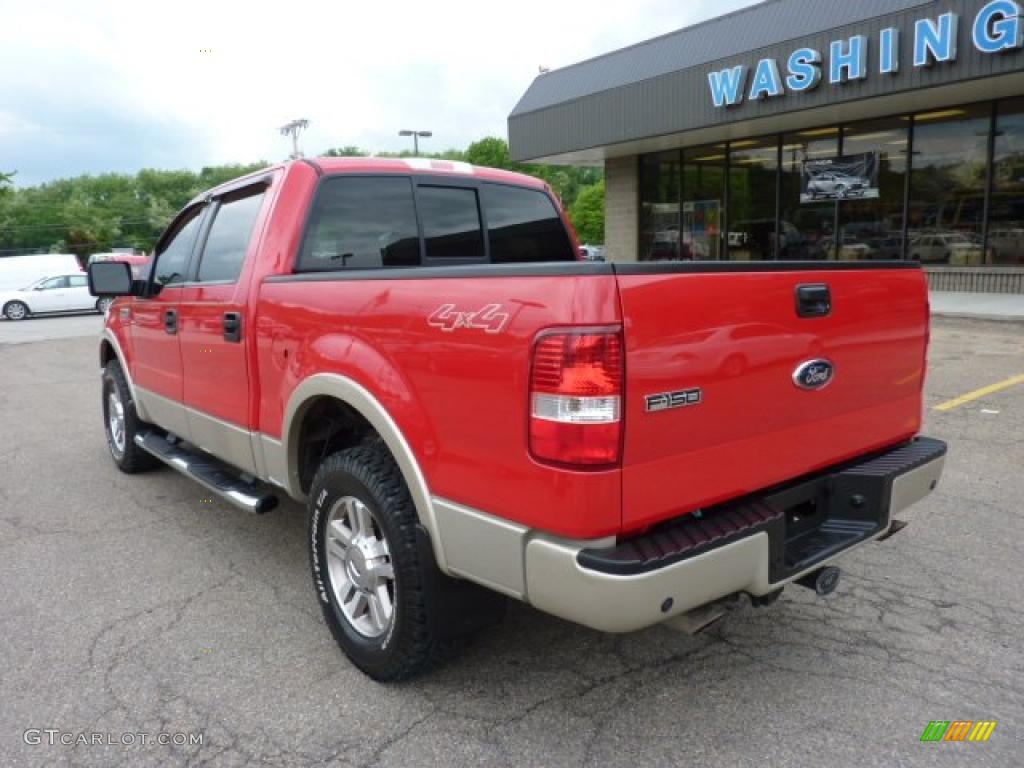 2008 F150 Lariat SuperCrew 4x4 - Bright Red / Tan photo #2