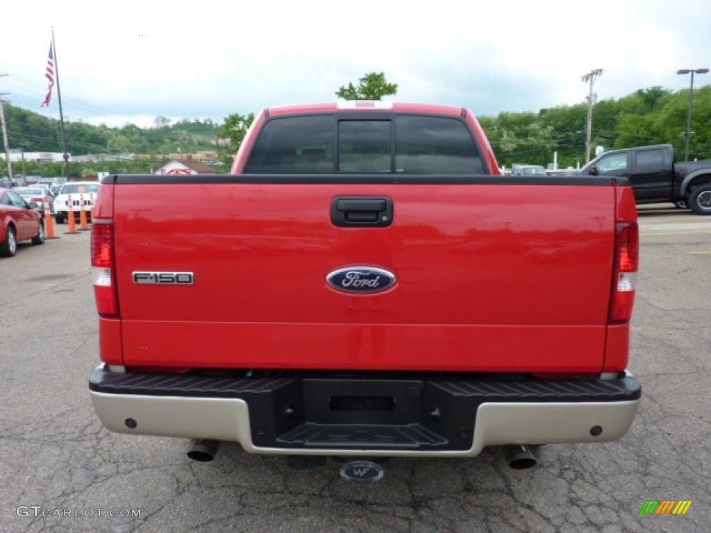 2008 F150 Lariat SuperCrew 4x4 - Bright Red / Tan photo #3