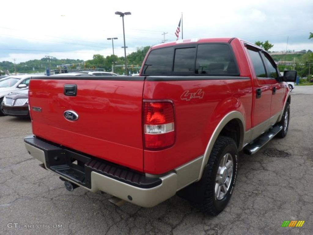 2008 F150 Lariat SuperCrew 4x4 - Bright Red / Tan photo #4