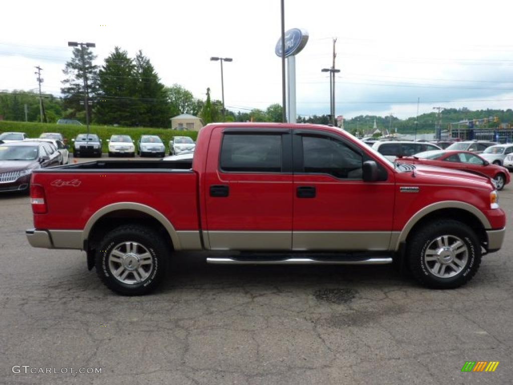 2008 F150 Lariat SuperCrew 4x4 - Bright Red / Tan photo #5